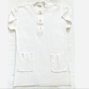 RODEBJER White Ribbed Crew Neck Dress w/ Front Patch Pockets Size Small